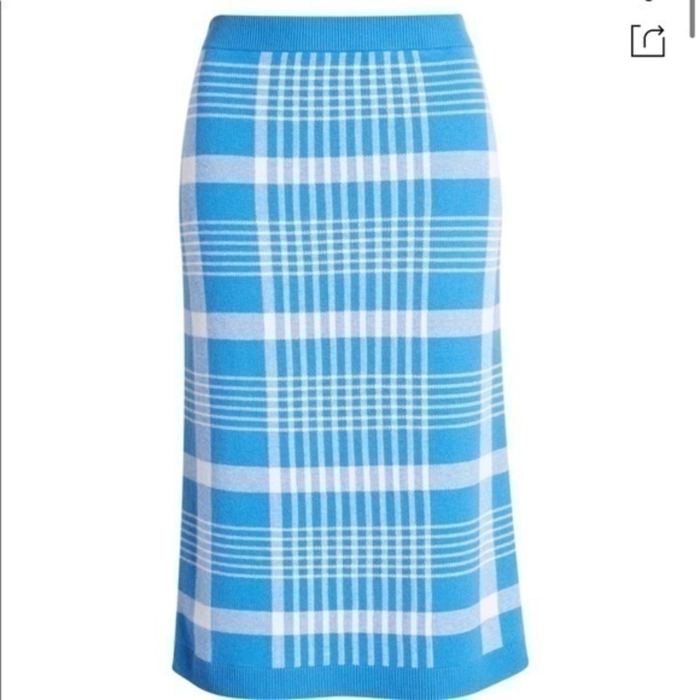 Halogen Blue and White Plaid Midi Skirt
